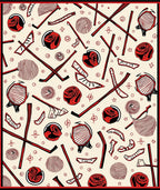 Vibrant Red Hockey Stick Puck Graphic Rug