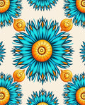 Vibrant Blue Orange Floral Radiance Rug