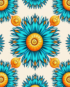 Vibrant Blue Orange Floral Radiance Rug