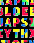 Bold Alphabet Collage Black Rug