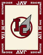 Crimson Interlocking Letters Emblem Rug