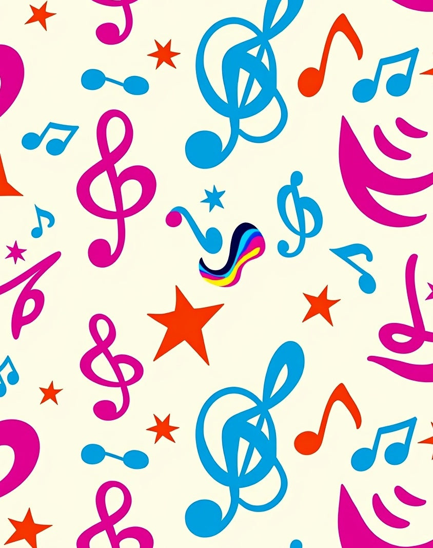 Vibrant Musical Notes And Stars Rug