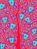 Bright Pink Teal Koala Tree Art Rug