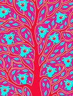 Bright Pink Teal Koala Tree Art Rug