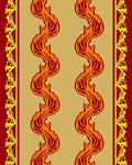 Crimson Orange Flame Scroll Rug