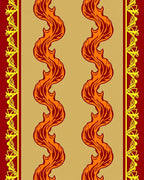 Crimson Orange Flame Scroll Rug