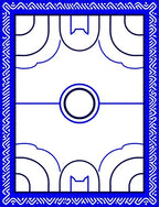 Bold Blue Geometric Arch and Circle Rug
