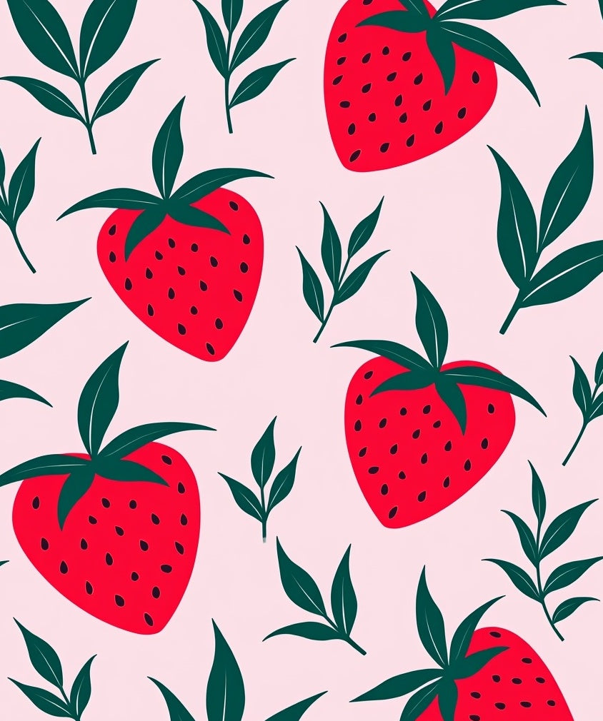 Red Strawberry Garden Foliage Rug