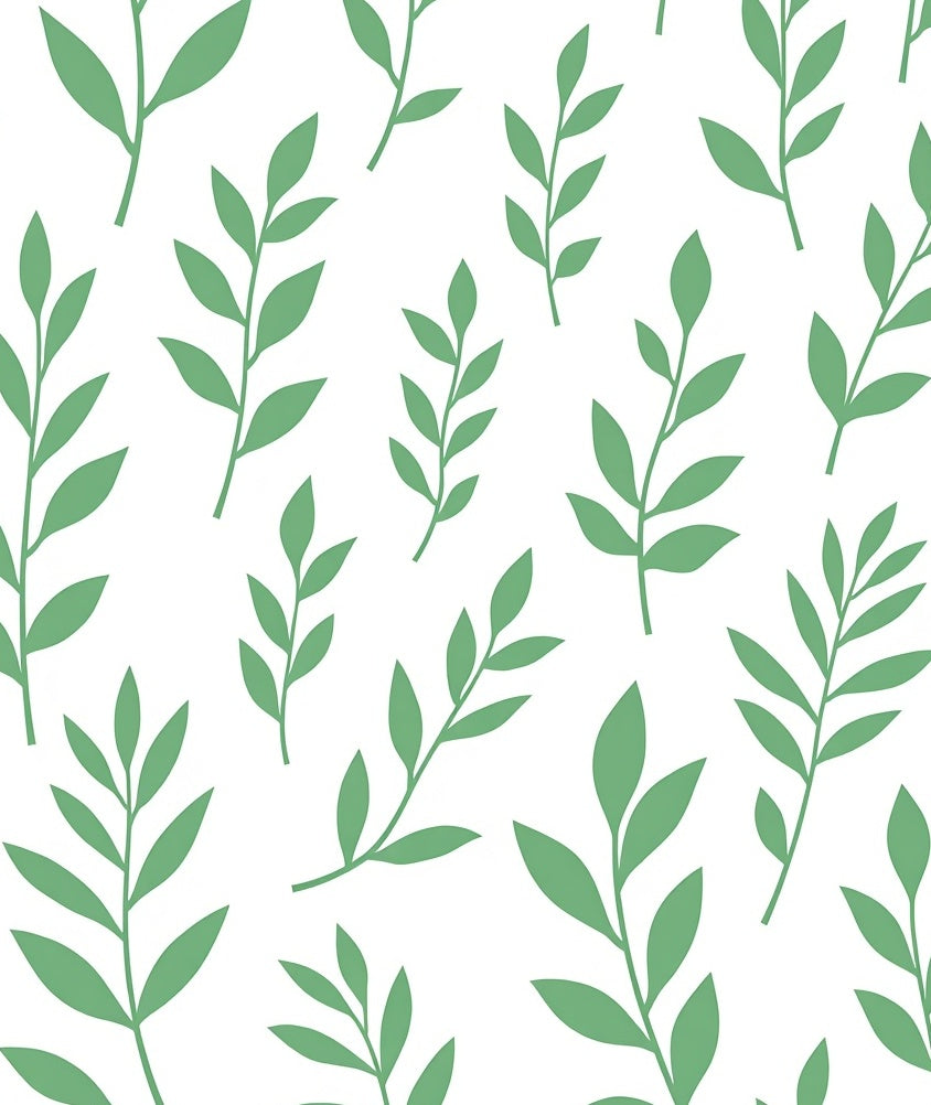 Soft Green Leafy Branch Arrangement Rug