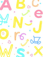 Pastel Alphabet Hearts Arrows Rug