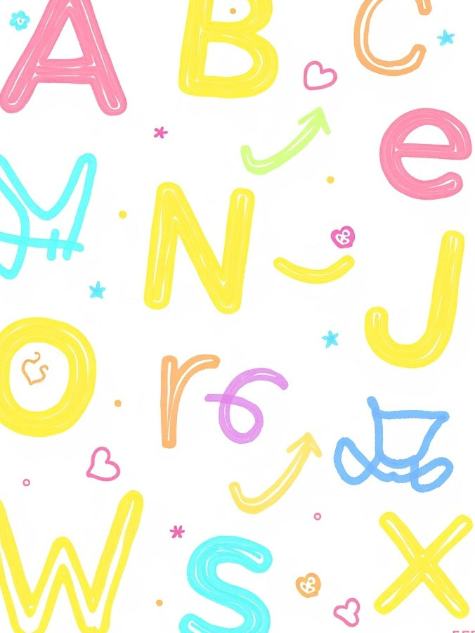 Pastel Alphabet Hearts Arrows Rug