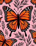 Vibrant Orange Butterfly Floral Background Rug