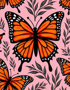 Vibrant Orange Butterfly Floral Background Rug