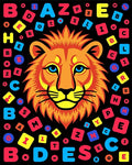 Bold Lion Head Alphabet Collage Rug