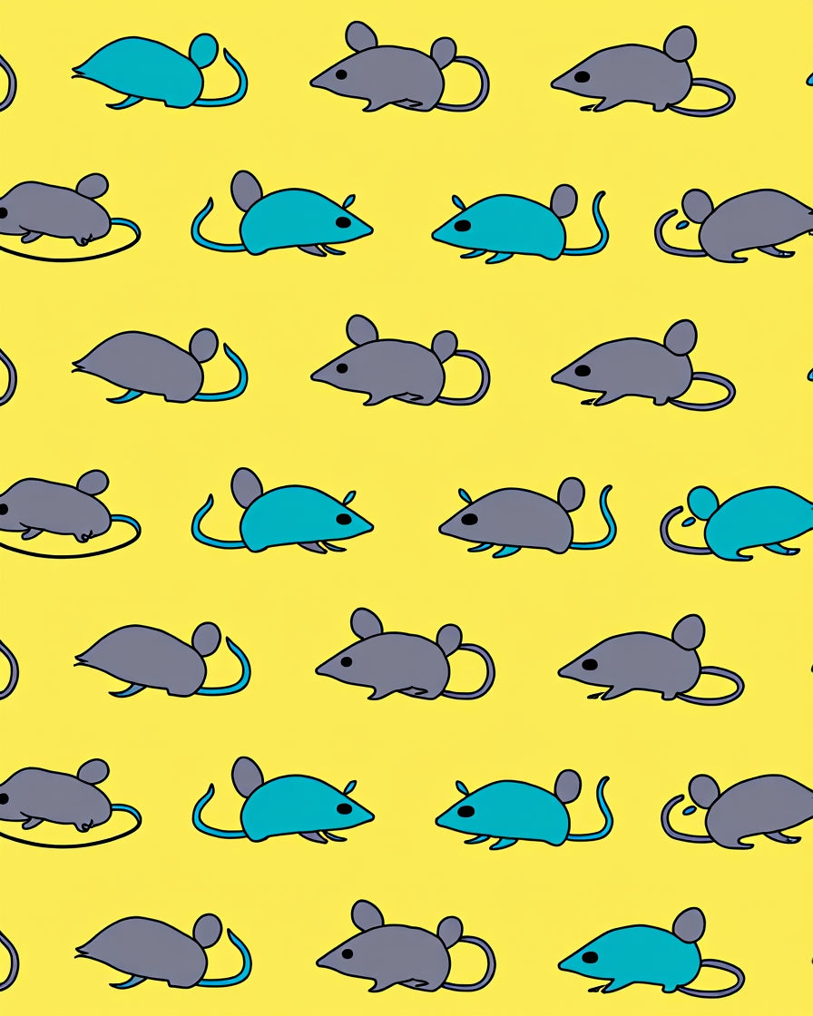 Gray Aqua Mouse Repeating Pattern Rug