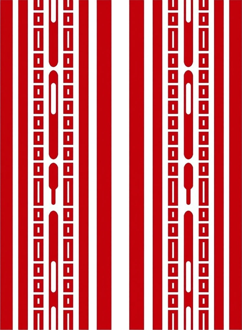Bold Red White Striped Linear Rug