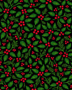 Festive Red Berry Holly Branch Rug