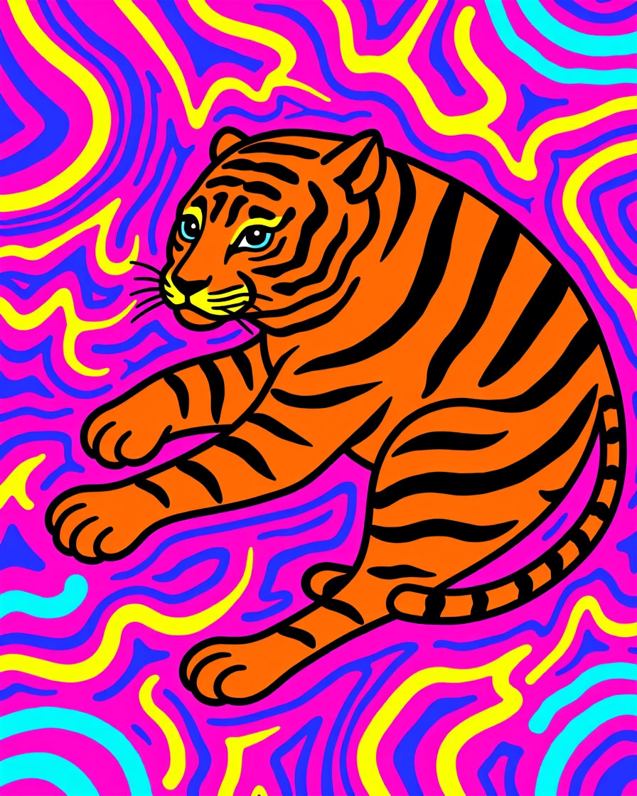 Psychedelic Tiger Swirls Rug