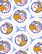 Whimsical Yellow Dog Face Circles Rug