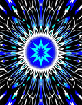 Electric Blue Starburst Kaleidoscope Rug