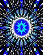 Electric Blue Starburst Kaleidoscope Rug