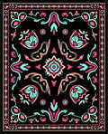 Vibrant Black Flamingo Abstract Medallion Rug