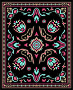 Vibrant Black Flamingo Abstract Medallion Rug
