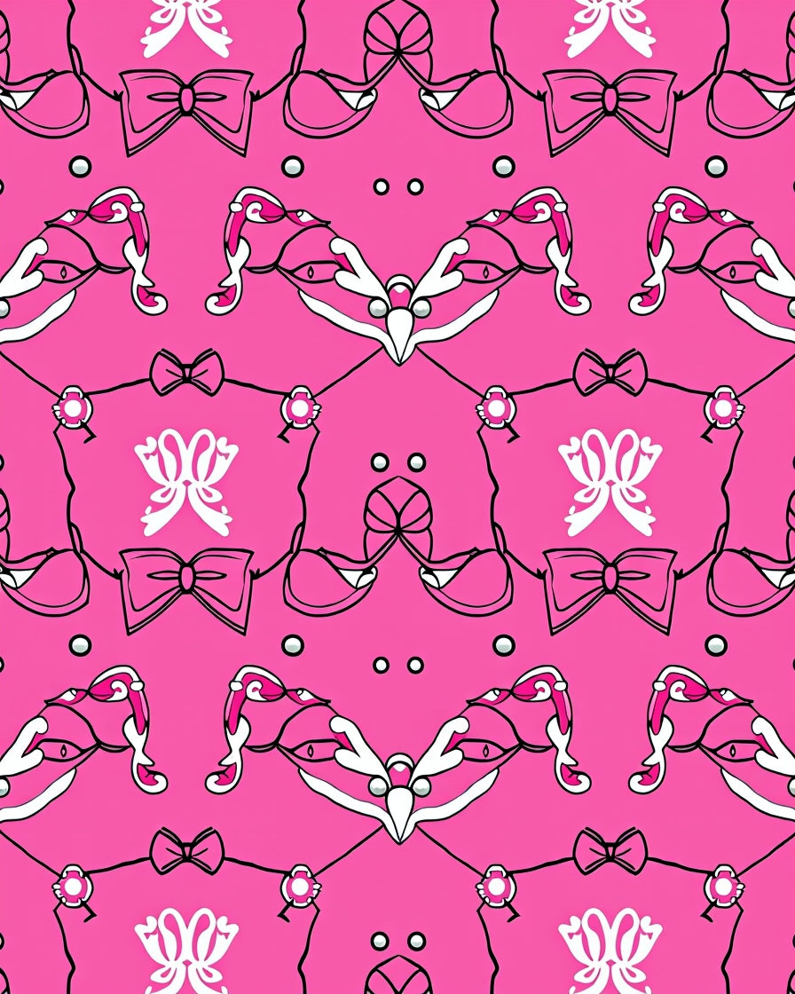 Pink Bow Ribbon Medallion Art Rug
