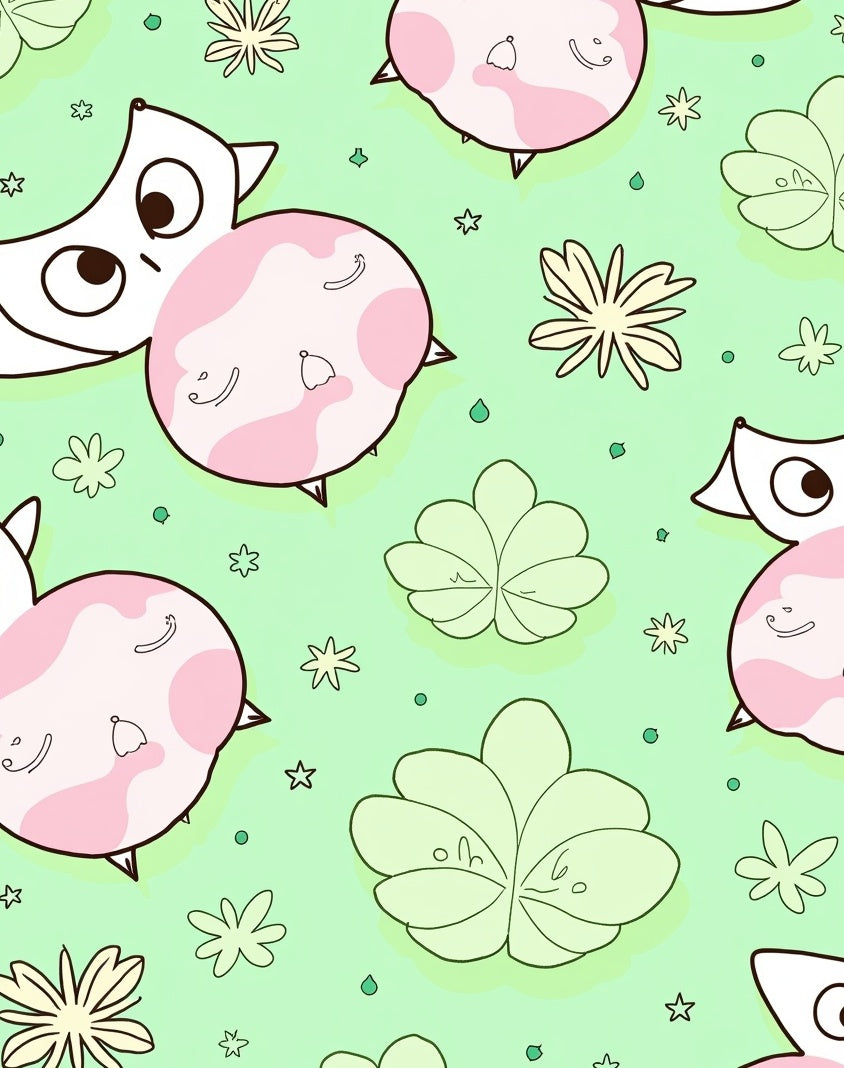 Cute Pink Fox Floral Dream Rug