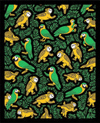 Yellow Green Tropical Bird Foliage Rug