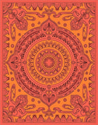 Coral Orange Intricate Mandala Rug