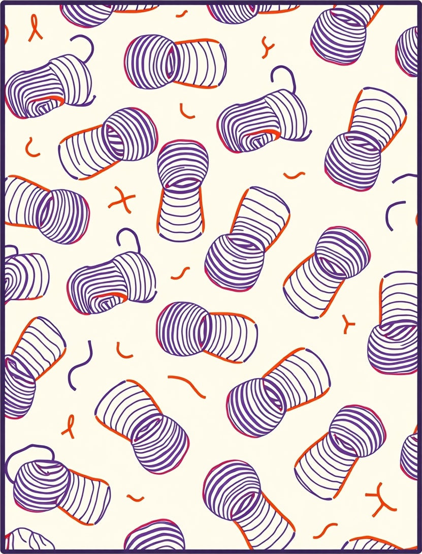 Purple Orange Stipes Abstract Forms Rug