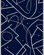 Dark Blue White Abstract Starry Ribbon Rug