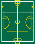 Green Field Yellow Goalpost Line Art Rug