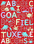 Alphabet Sea Creatures Red Collection Rug