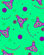 Retro Pink Starburst on Aqua Background Rug