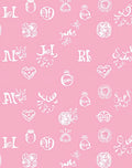 Pink White Sketch Collage Seamless Rug