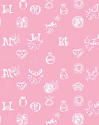 Pink White Sketch Collage Seamless Rug