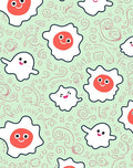 Cute Fried Egg and Ghost Swirls Rug