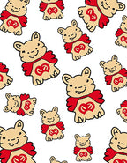 Cute Beige Bear Red Heart Motif Rug