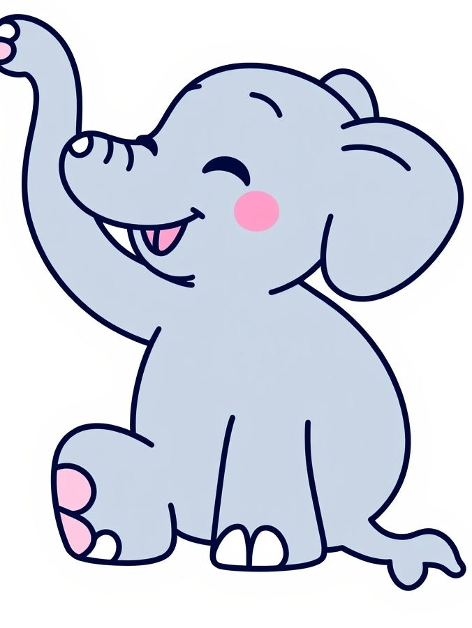Happy Gray Elephant Baby Cute Rug