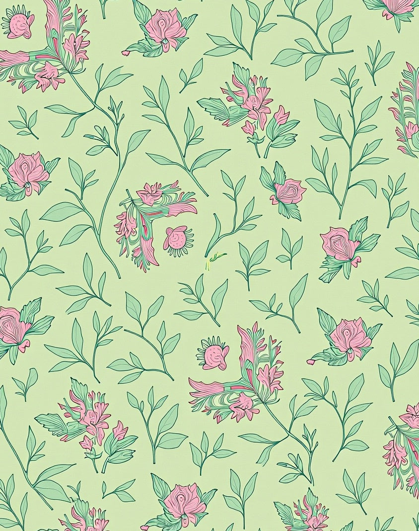 Pale Pink Floral Branch Garden Accent Rug