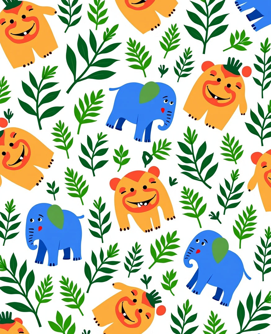 Playful Blue Elephant Yellow Creature Jungle Rug