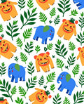 Playful Blue Elephant Yellow Creature Jungle Rug