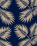 Classic Navy Palm Frond Repeating Rug
