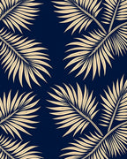 Classic Navy Palm Frond Repeating Rug