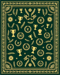 Green and Gold Trophy Laurel Wreath Rug
