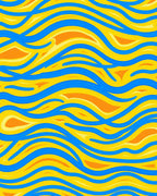 Blue Yellow Orange Wavy Abstract Rug