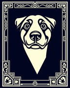 Art Deco Cream Dog Portrait Rug