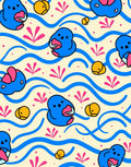 Blue Whimsical Ducks Yellow Bubbles Rug